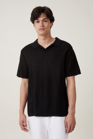 Camisas Cotton On Resort Corta Sleeve Polo Hombre Negras | lKHBh4YN50i