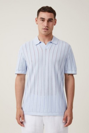 Camisas Cotton On Resort Corta Sleeve Polo Hombre Azules | hdJamPTZRBQ
