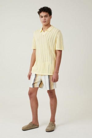 Camisas Cotton On Resort Corta Sleeve Polo Hombre Amarillo | UWZ6iGprxOk