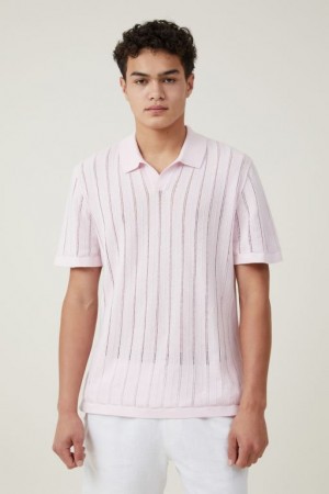 Camisas Cotton On Resort Corta Sleeve Polo Hombre Rosas | QjkVJQzgjcB