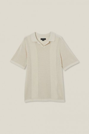 Camisas Cotton On Resort Corta Sleeve Polo Hombre Beige | Daji6YMrZ8Y