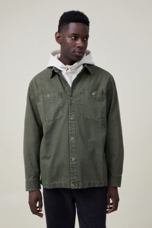 Chaquetas Cotton On Heavy Overshirt Hombre Verde Oliva | yyqAUi9sf4R