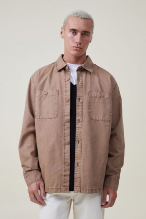 Chaquetas Cotton On Heavy Overshirt Hombre Marrones | QDZSxd2zUbf