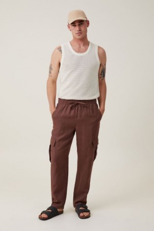 Pantalon Cotton On Cargo Linen Hombre Chocolate | dzUsIyDBHIY