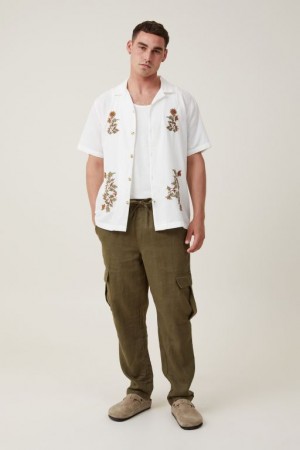 Pantalon Cotton On Cargo Linen Hombre Verde | NMLzqAiKqK0