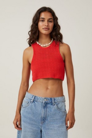 Prendas De Punto Cotton On Summer Knit Crochet Tank Mujer Rojas | HdMMGIIkDsl