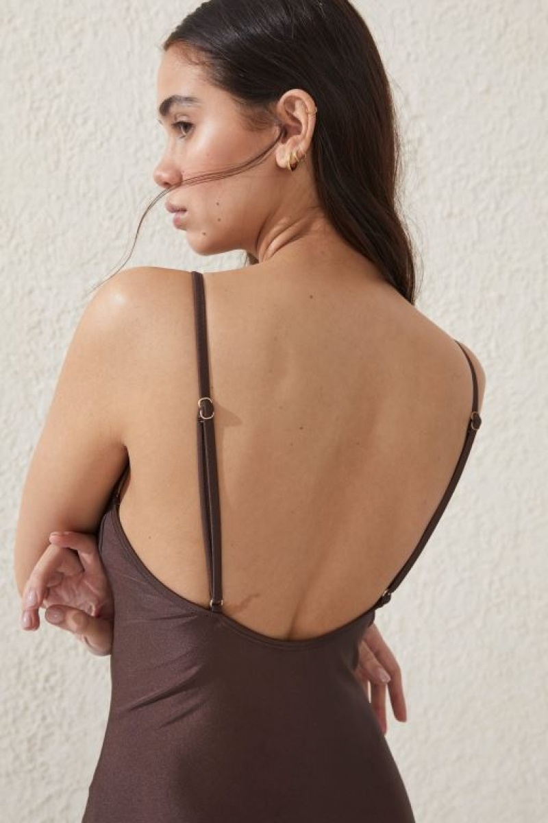 Body Cotton On Thin Correa Scoop One Piece Full Mujer Brownie | COkFih7Sixj