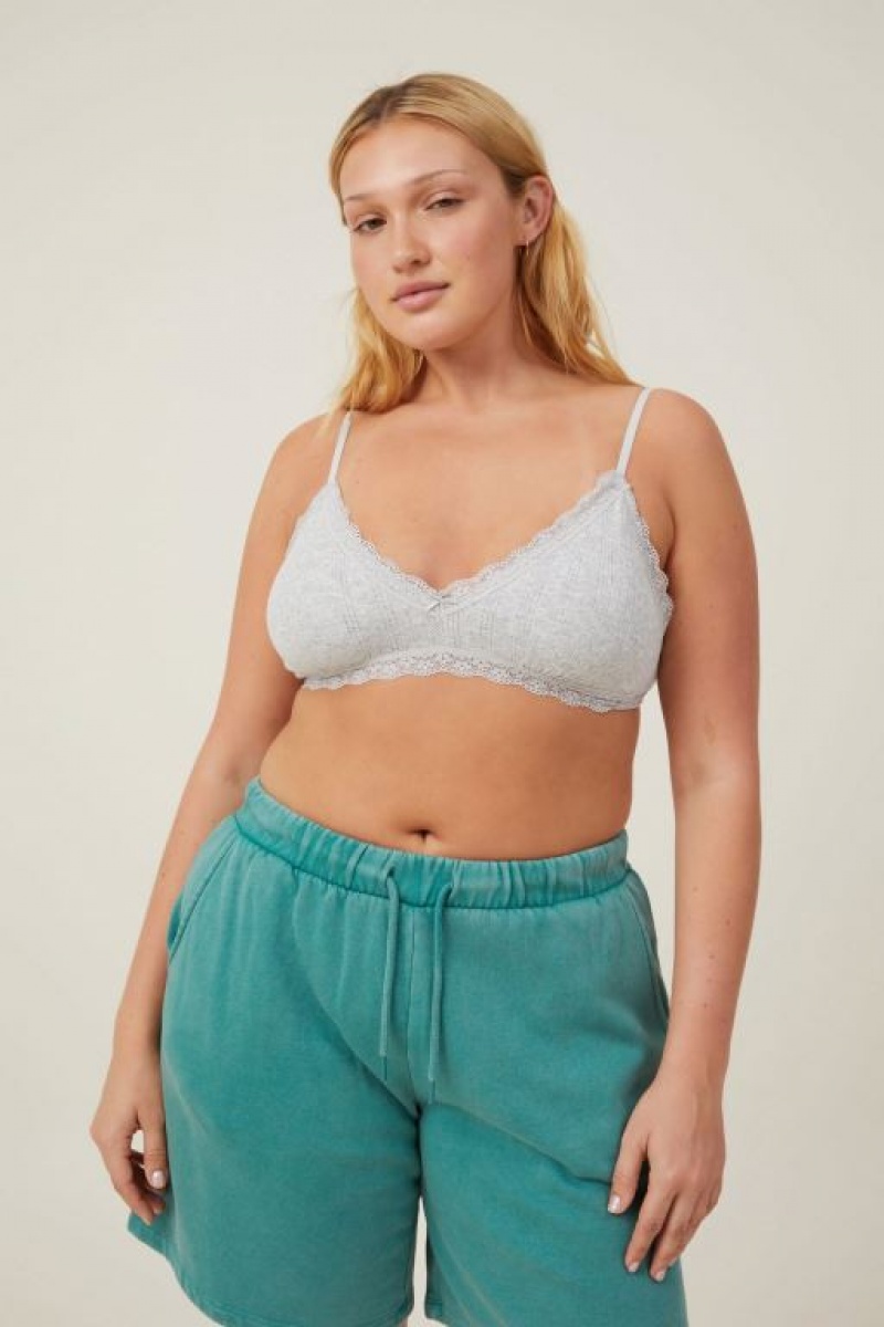Bralette Cotton On Organic Algodon Encaje Triangle Acolchado Mujer Gris | er9AiLsdVbE