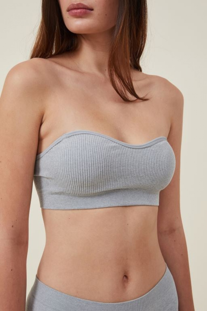 Bralette Cotton On Seamless Sweetheart Acolchado Bandeau Mujer Gris | 03P1sjtLx35