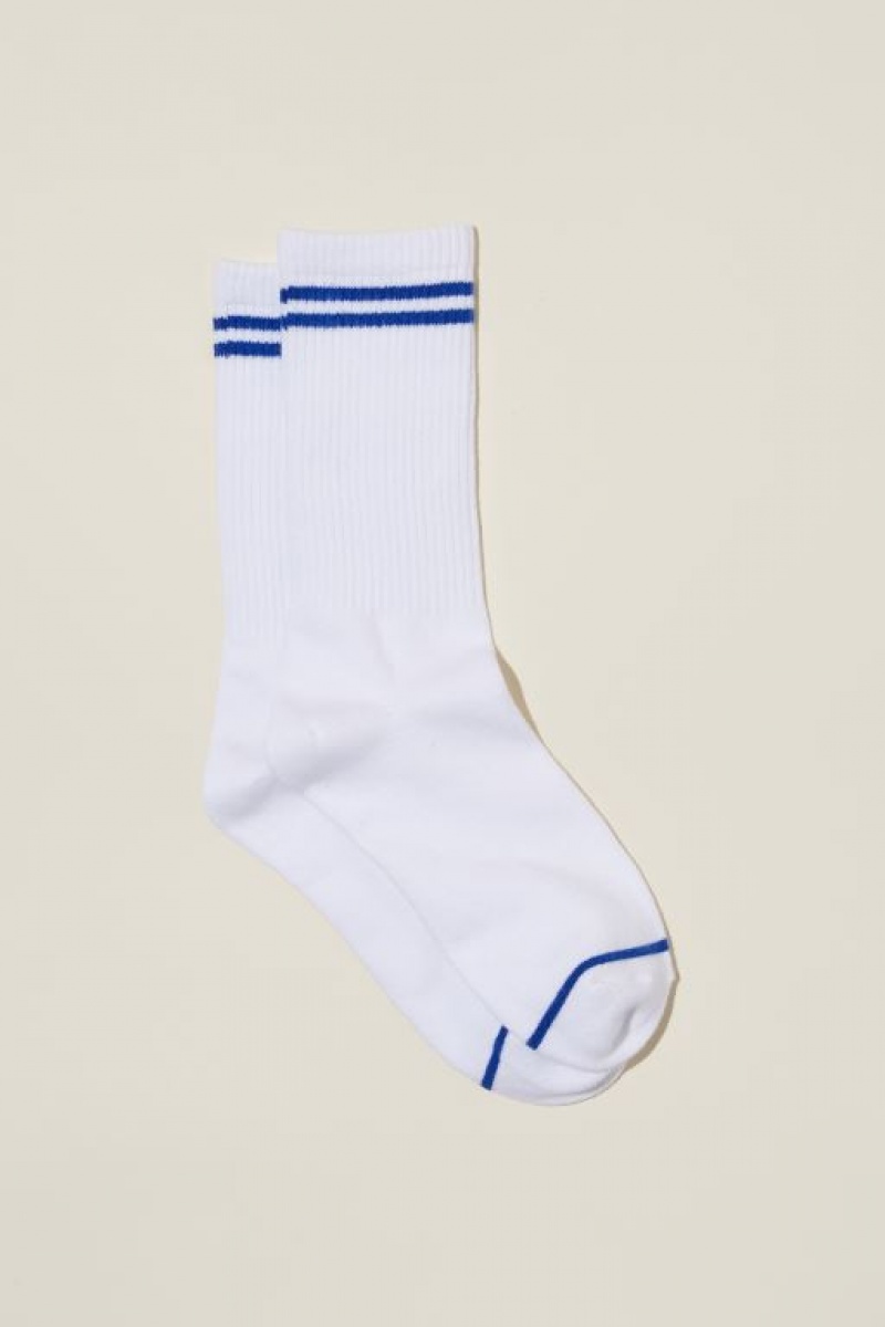 Calcetines Cotton On Club House Crew Mujer Blancas Azules Oscuro Rayadas | 8kDuJrNhiUX