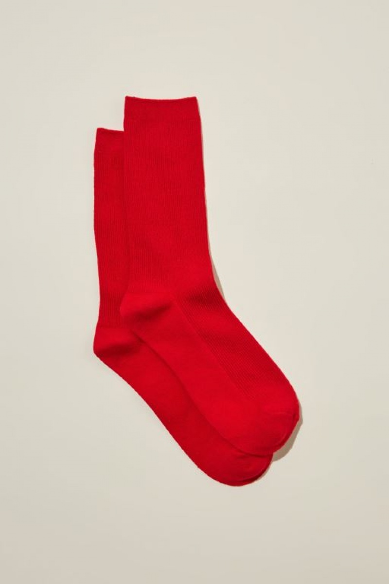 Calcetines Cotton On Fine Acanalado Crew Mujer Rojas | Z8MuIUIrY5S