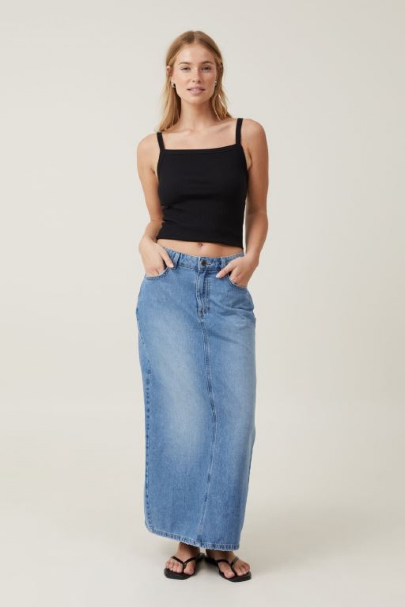 Cami Cotton On Rory Directo Neck Mujer Negras | Xw2OxiRQhTM