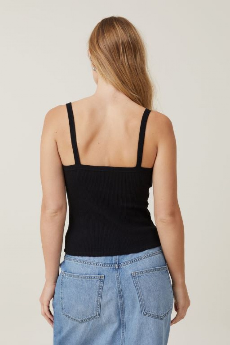 Cami Cotton On Rory Directo Neck Mujer Negras | Xw2OxiRQhTM