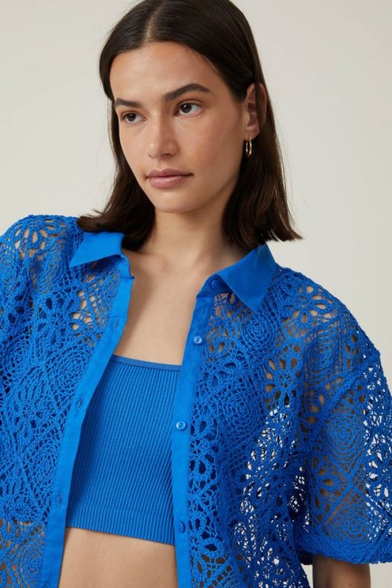 Camisas Cotton On Floral Crochet Mujer Azules | xnGrSaNdlgI