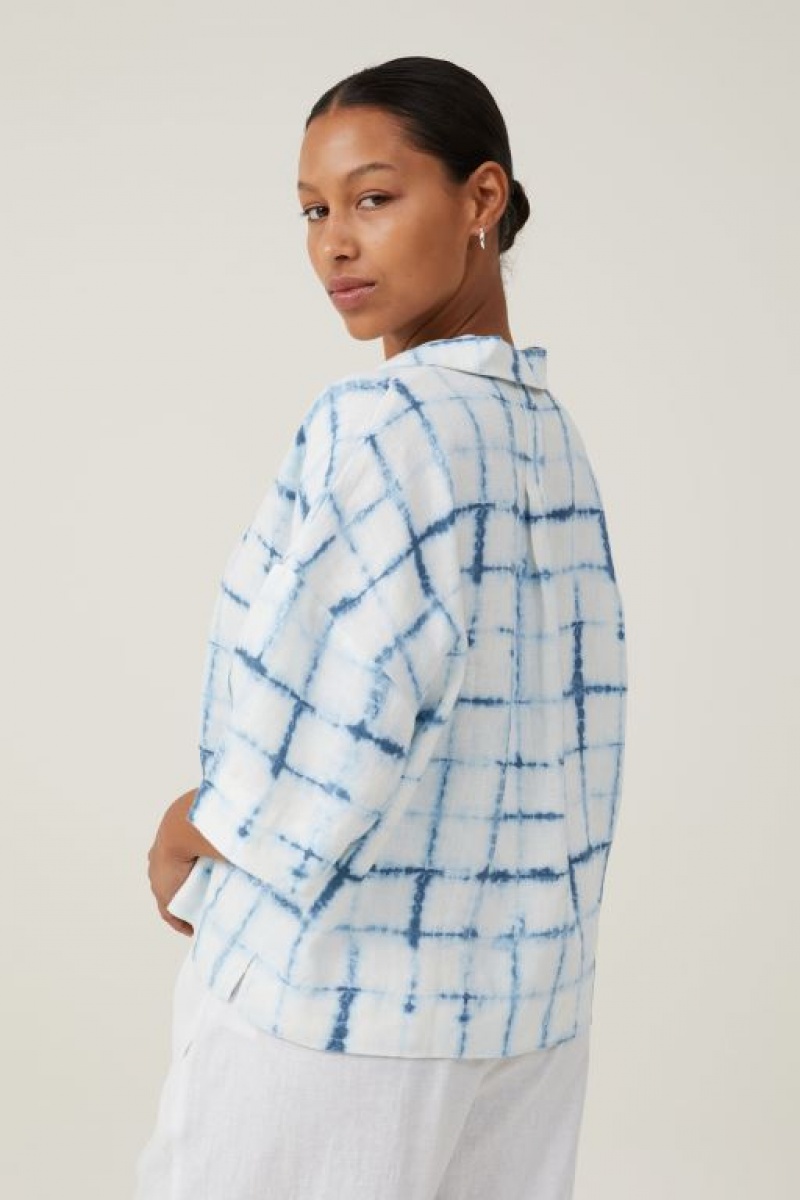 Camisas Cotton On Frankie Linen Corta Sleeve Mujer Shibori | MY6kylrGC3k