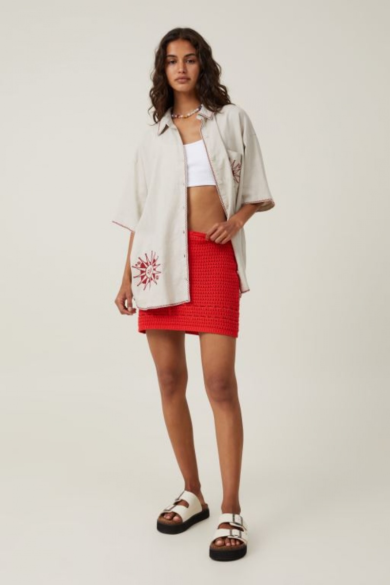 Camisas Cotton On Haven Corta Sleeve Mujer Naranjas Gris | N3ItGUgkejq