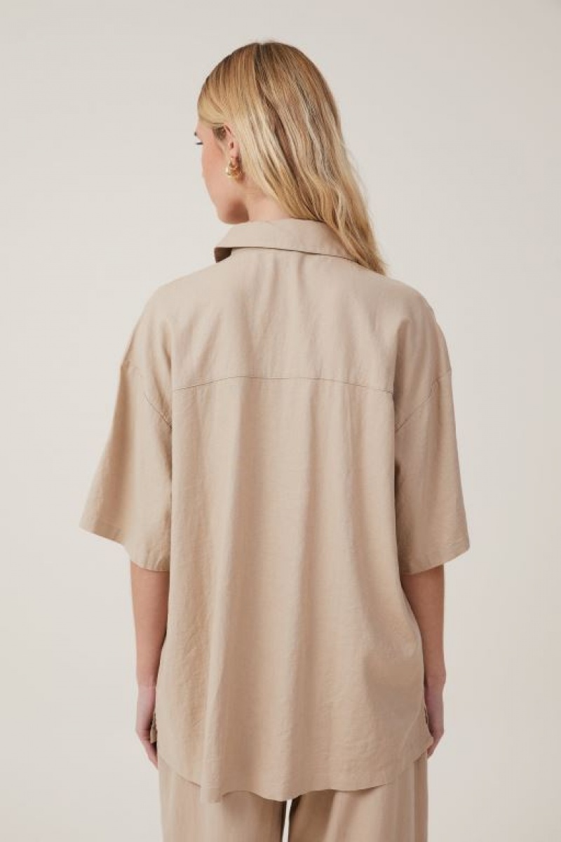 Camisas Cotton On Haven Corta Sleeve Mujer Gris Marrones | 7kpKSB6uJ3z