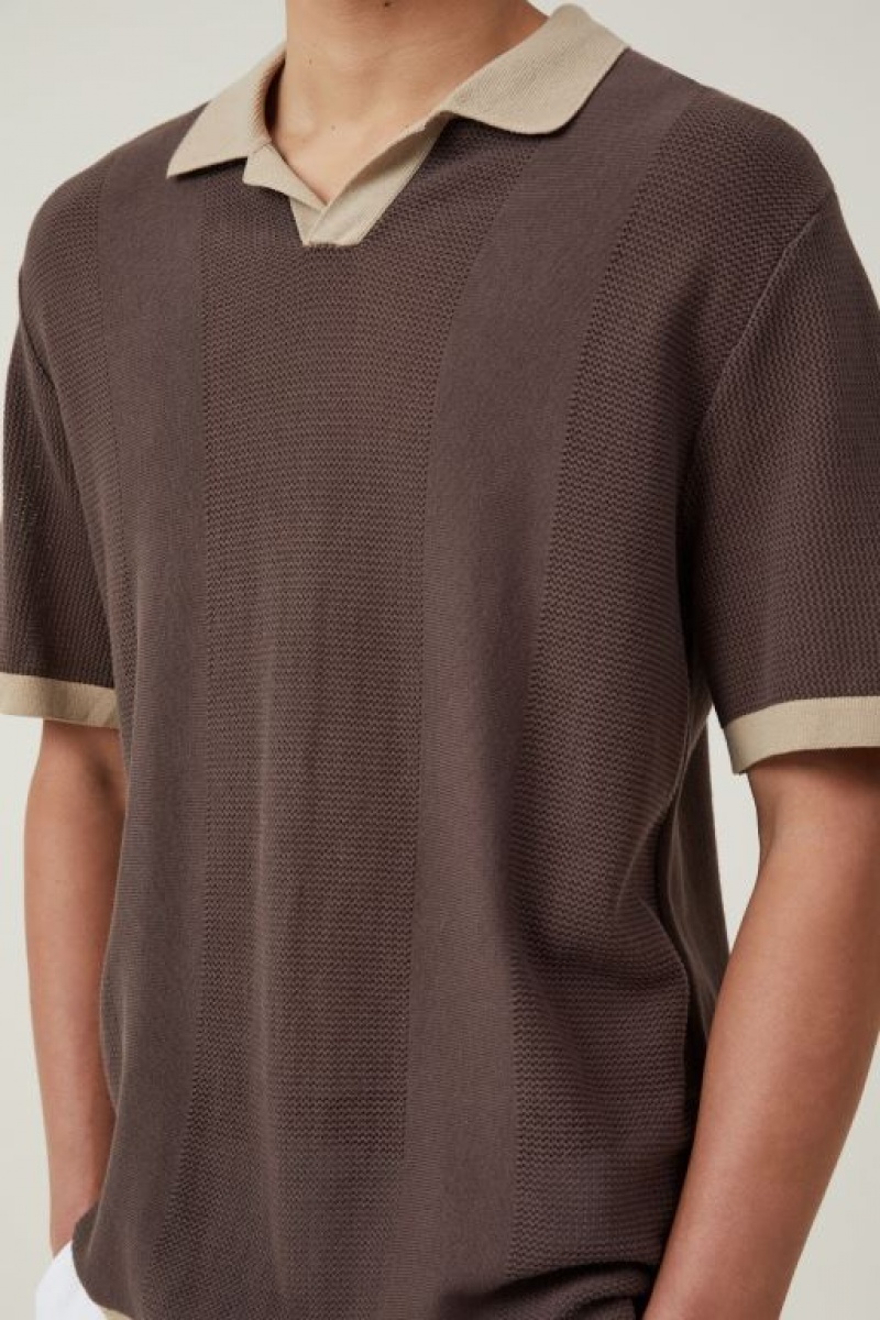 Camisas Cotton On Resort Corta Sleeve Polo Hombre Marrones | QSrFVNCpLdQ