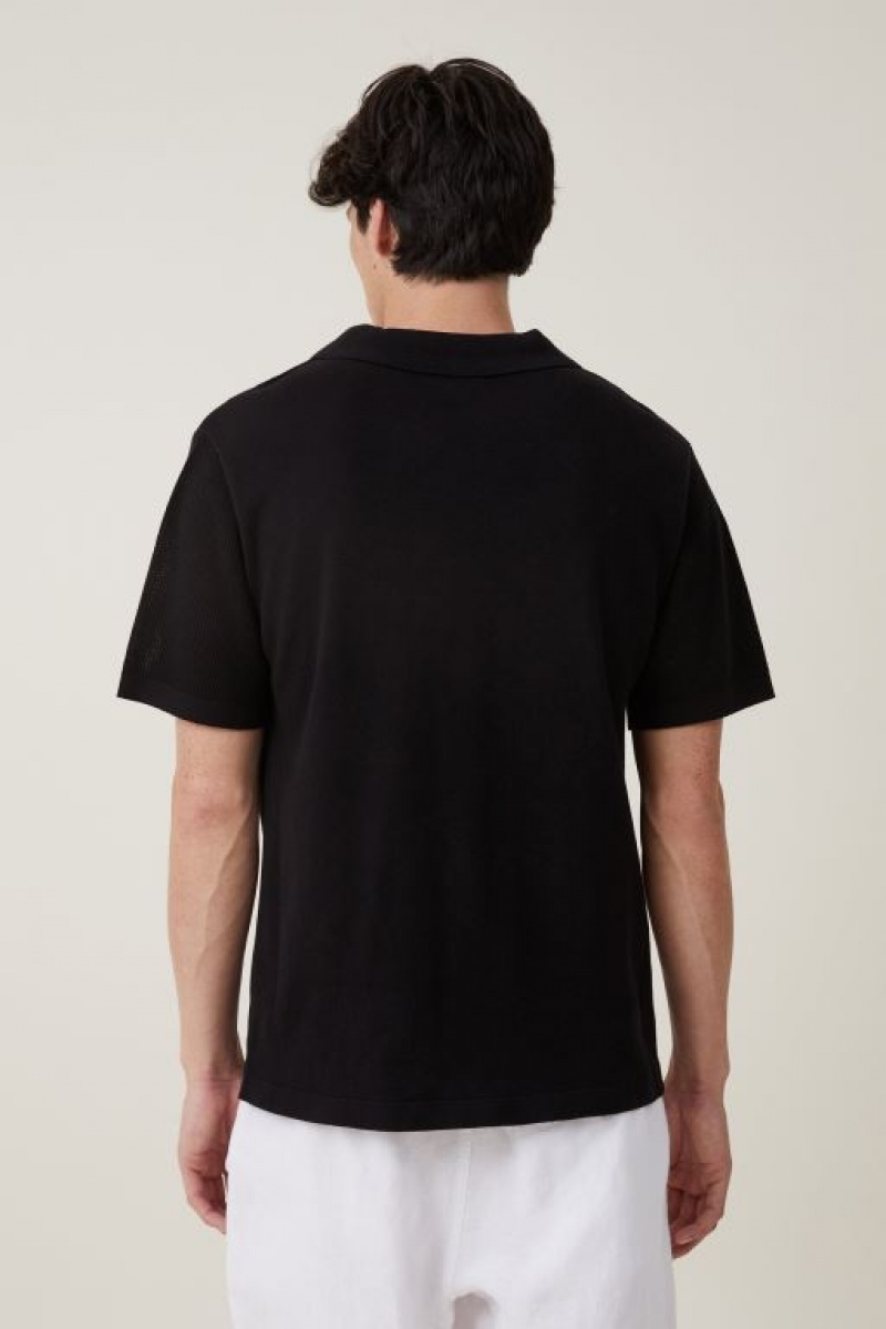 Camisas Cotton On Resort Corta Sleeve Polo Hombre Negras | lKHBh4YN50i