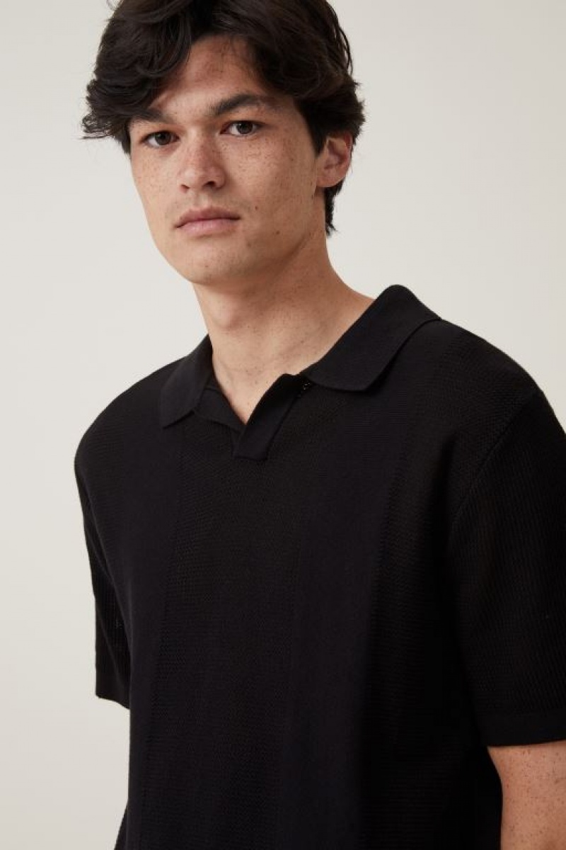 Camisas Cotton On Resort Corta Sleeve Polo Hombre Negras | lKHBh4YN50i