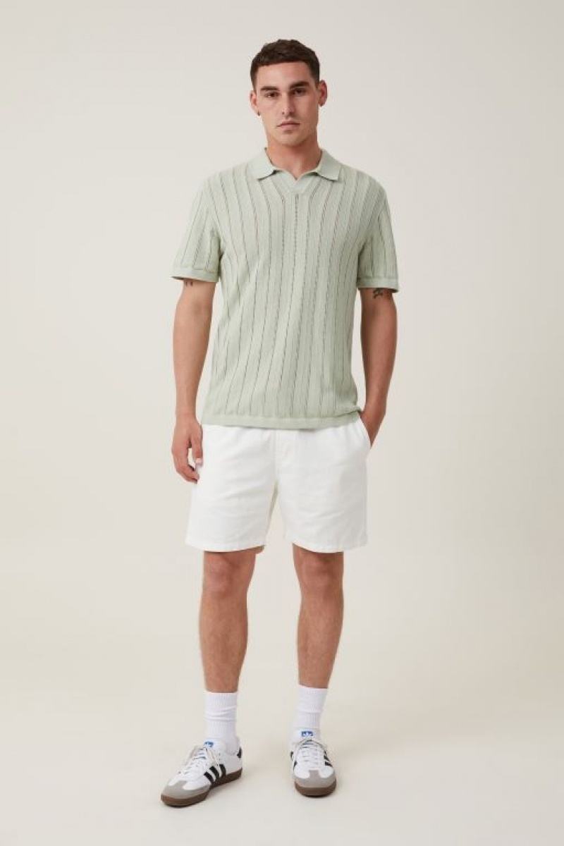 Camisas Cotton On Resort Corta Sleeve Polo Hombre Seafoam | VZRLgl0xiXp