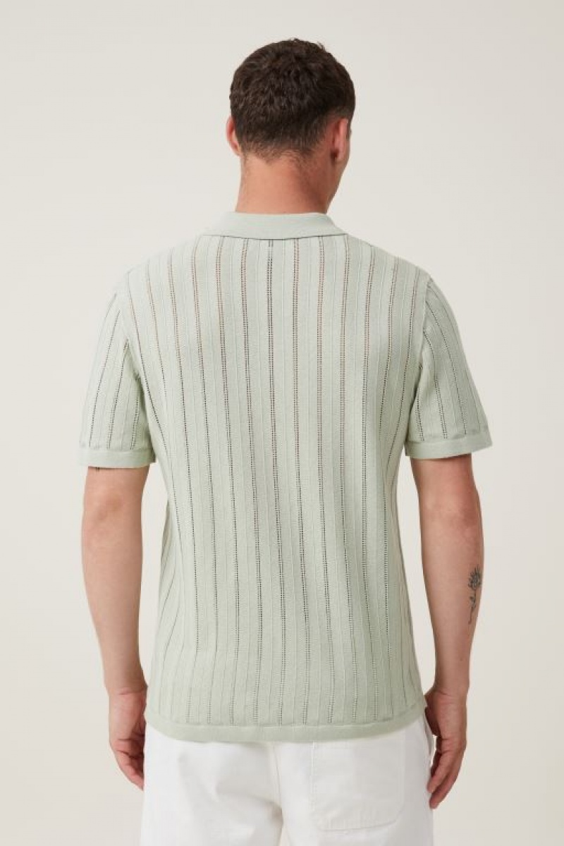 Camisas Cotton On Resort Corta Sleeve Polo Hombre Seafoam | VZRLgl0xiXp