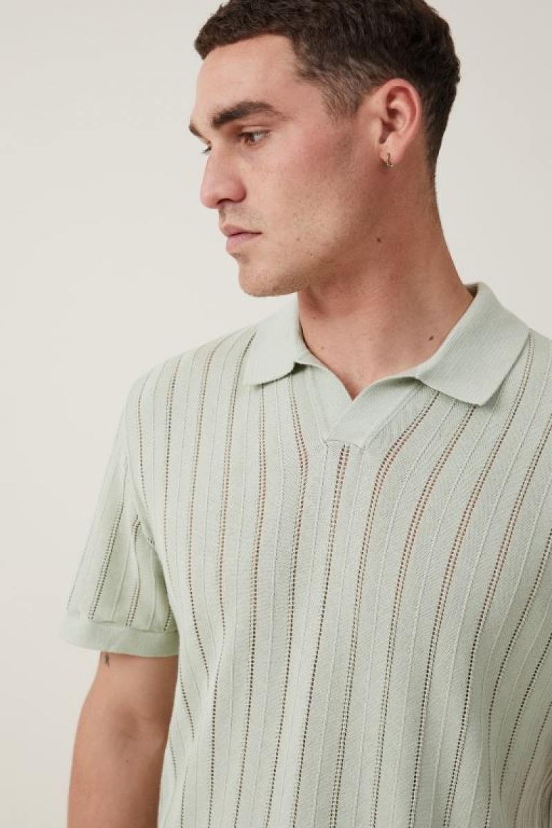 Camisas Cotton On Resort Corta Sleeve Polo Hombre Seafoam | VZRLgl0xiXp