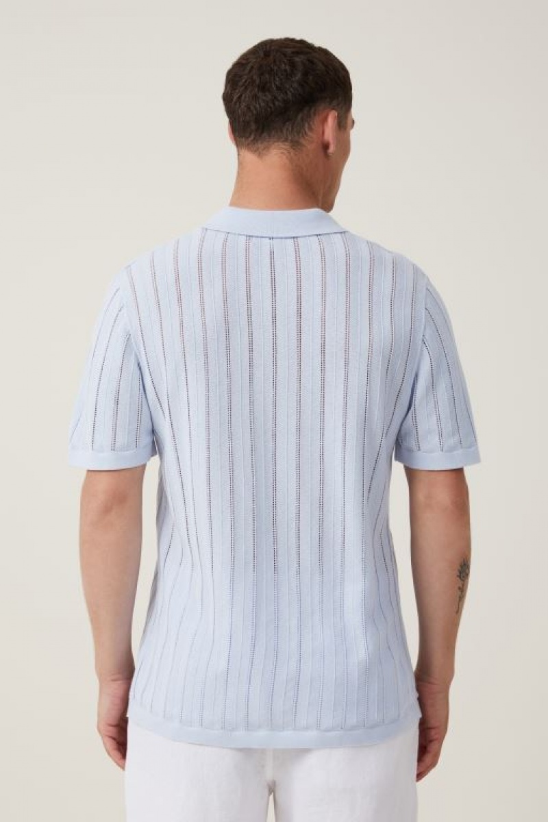 Camisas Cotton On Resort Corta Sleeve Polo Hombre Azules | hdJamPTZRBQ