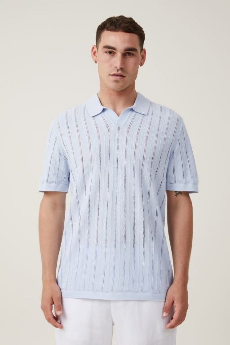 Camisas Cotton On Resort Corta Sleeve Polo Hombre Azules | hdJamPTZRBQ