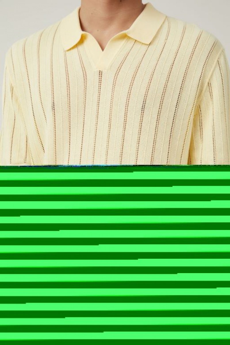 Camisas Cotton On Resort Corta Sleeve Polo Hombre Amarillo | UWZ6iGprxOk