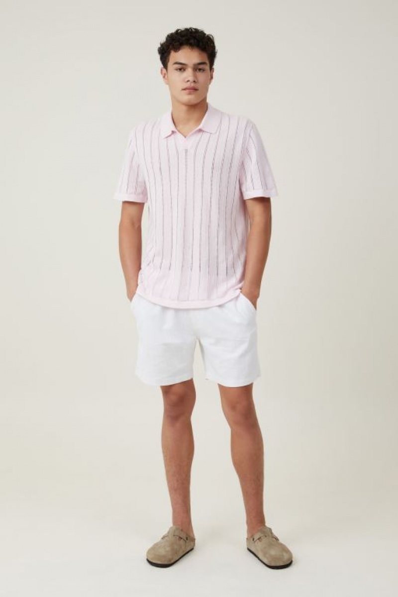 Camisas Cotton On Resort Corta Sleeve Polo Hombre Rosas | QjkVJQzgjcB