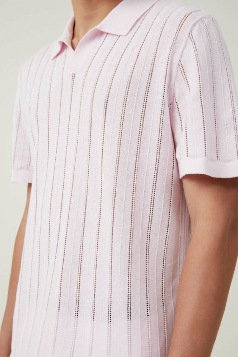 Camisas Cotton On Resort Corta Sleeve Polo Hombre Rosas | QjkVJQzgjcB
