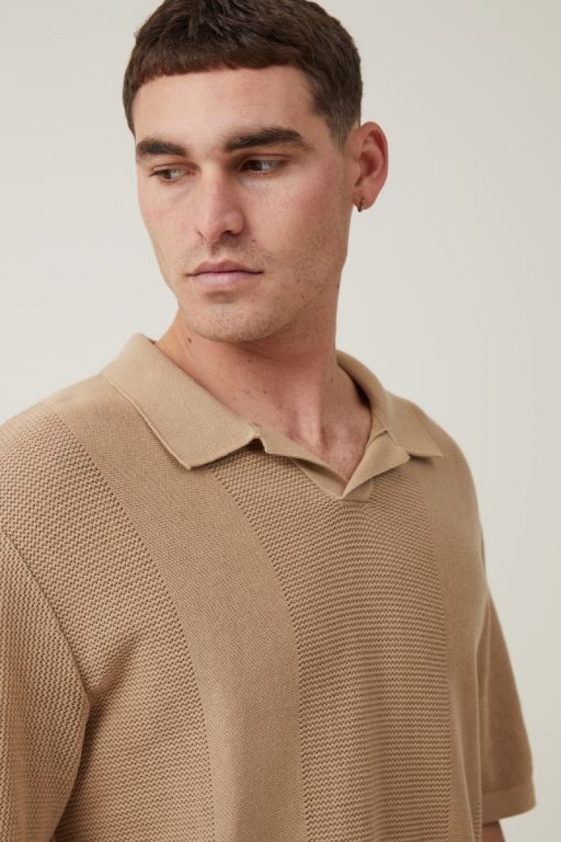 Camisas Cotton On Resort Corta Sleeve Polo Hombre Marrones | k5WBsTHJ6HQ