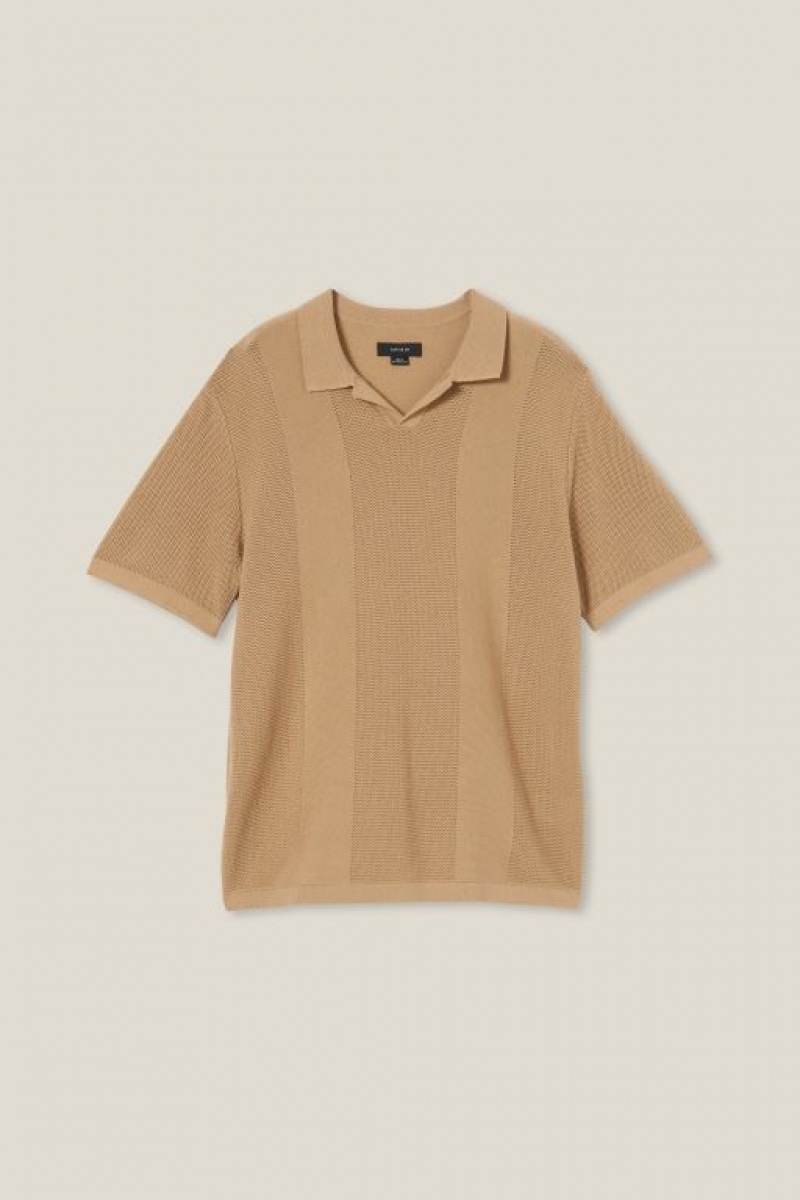 Camisas Cotton On Resort Corta Sleeve Polo Hombre Marrones | k5WBsTHJ6HQ