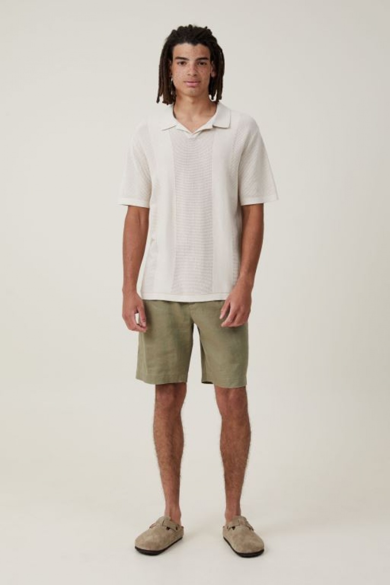 Camisas Cotton On Resort Corta Sleeve Polo Hombre Beige | Daji6YMrZ8Y