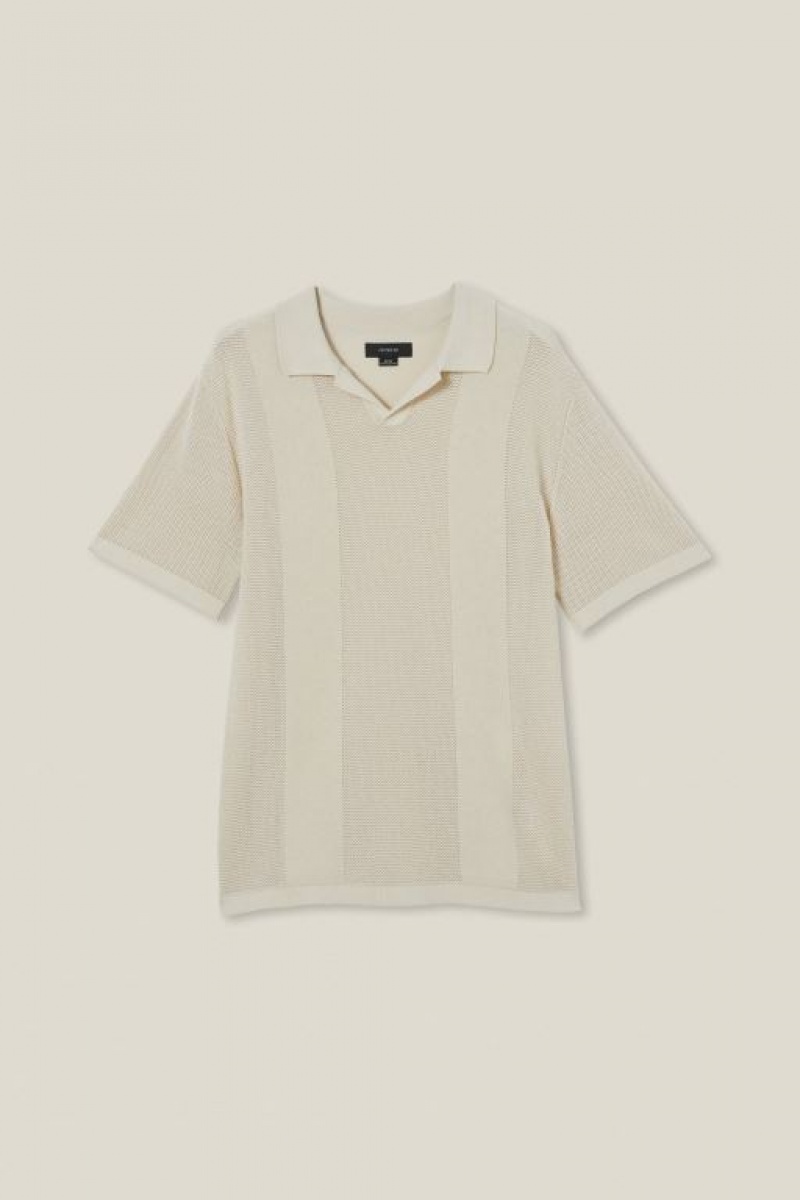 Camisas Cotton On Resort Corta Sleeve Polo Hombre Beige | Daji6YMrZ8Y