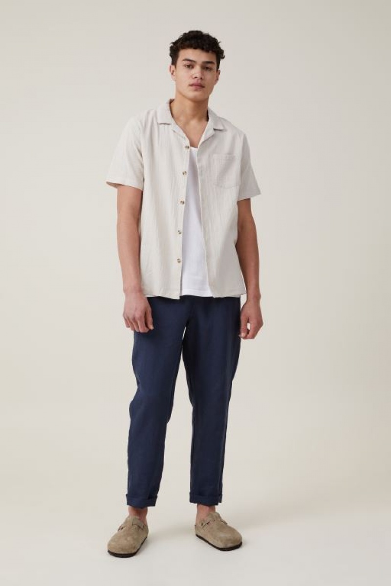Camisas Cotton On Riviera Corta Sleeve Hombre Gris Claro Marrones | pGpZzIAhVbH