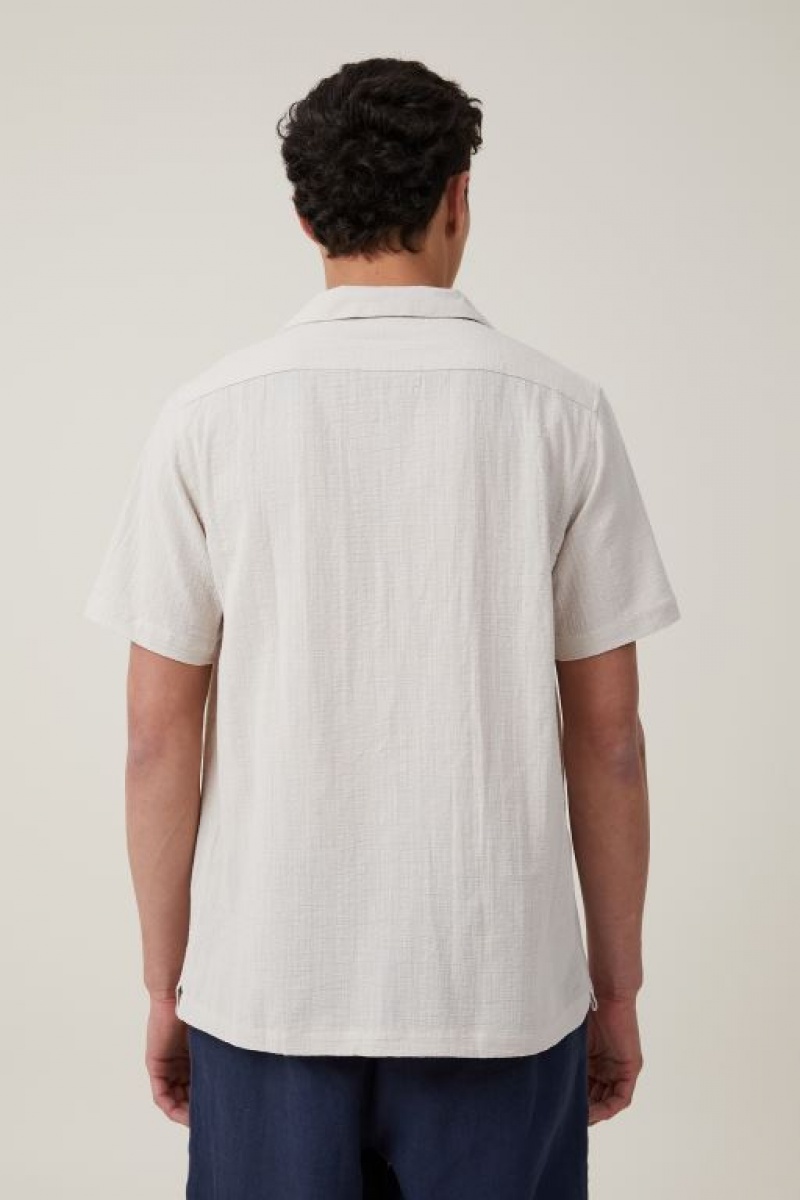 Camisas Cotton On Riviera Corta Sleeve Hombre Gris Claro Marrones | pGpZzIAhVbH