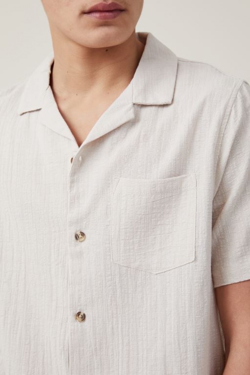 Camisas Cotton On Riviera Corta Sleeve Hombre Gris Claro Marrones | pGpZzIAhVbH