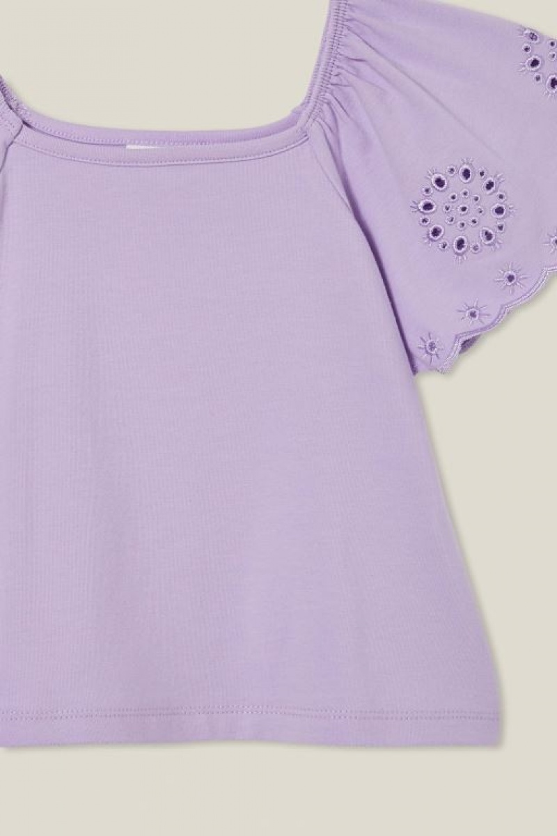 Camiseta Cotton On Ava Corta Sleeve Niña Moradas | sA637PIDErF
