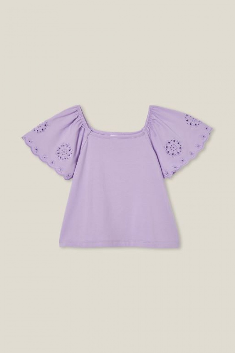 Camiseta Cotton On Ava Corta Sleeve Niña Moradas | sA637PIDErF