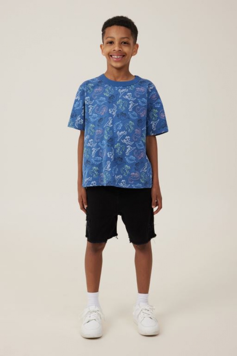 Camiseta Cotton On Jonny Corta Sleeve Print Niño Azules | ZSFTHy4J9RH