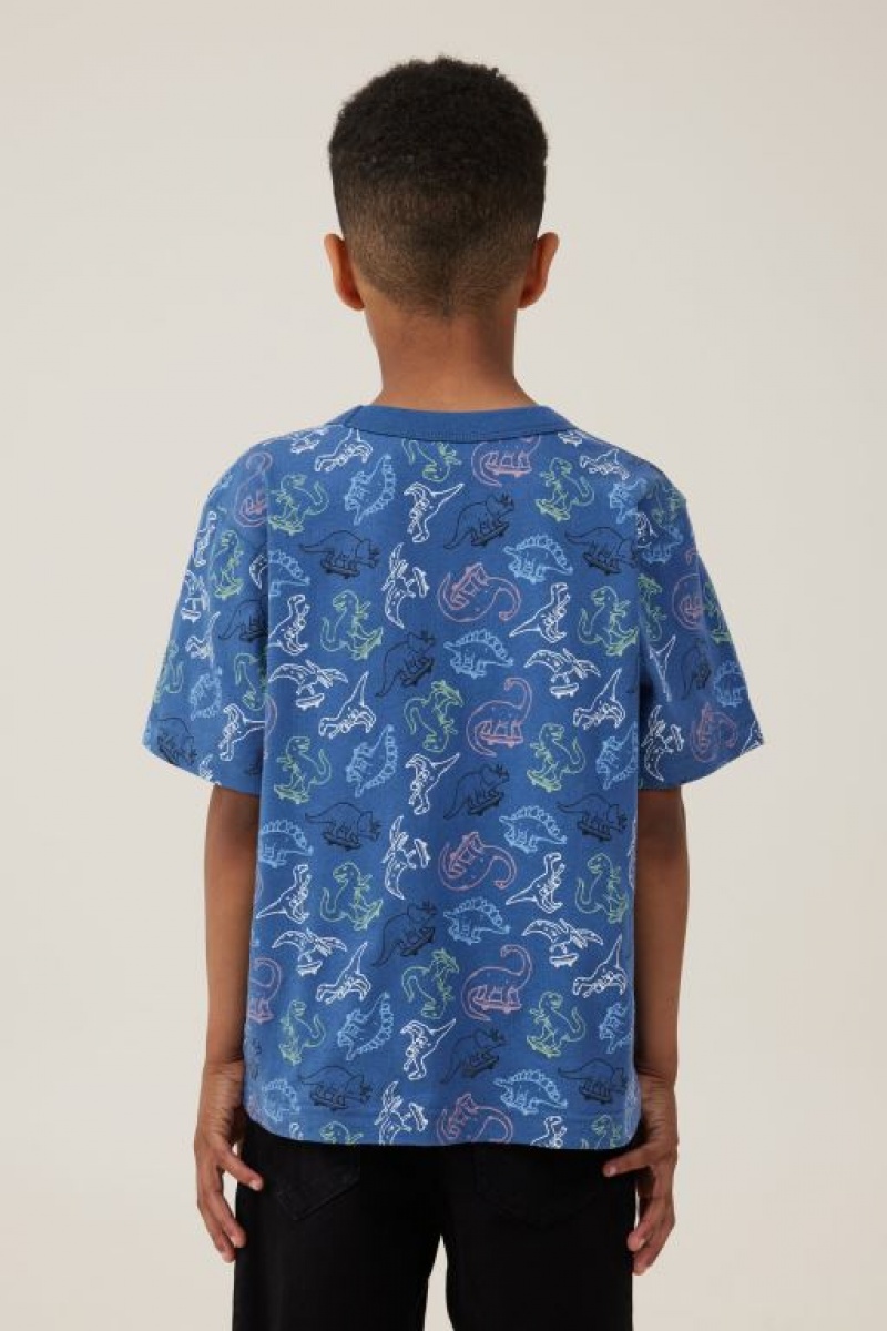 Camiseta Cotton On Jonny Corta Sleeve Print Niño Azules | ZSFTHy4J9RH