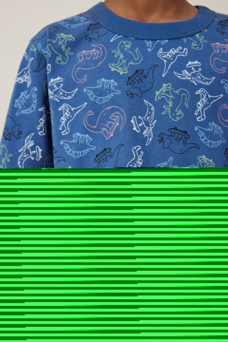 Camiseta Cotton On Jonny Corta Sleeve Print Niño Azules | ZSFTHy4J9RH