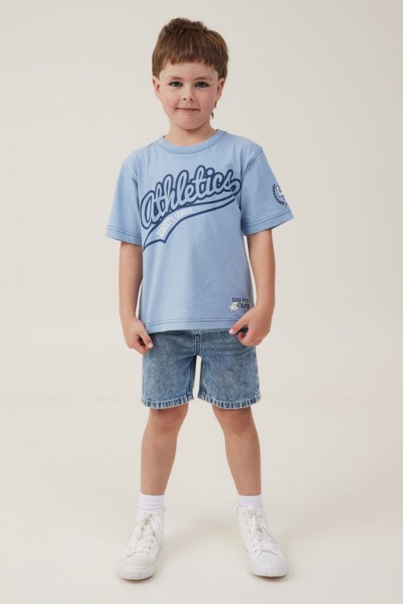Camiseta Cotton On Jonny Corta Sleeve Print Niño Azules | cyyBbJO1dzV