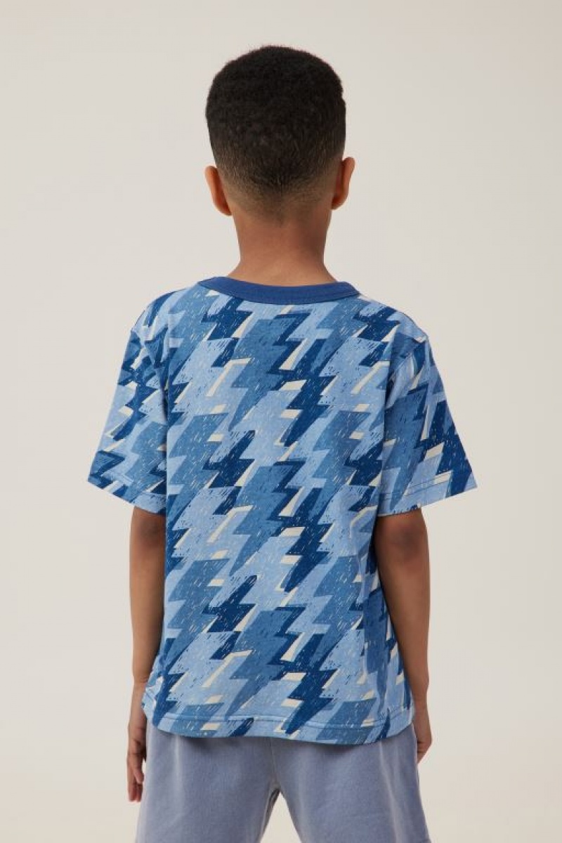 Camiseta Cotton On Jonny Corta Sleeve Print Niño Azules | VAQwuhsP7Gy