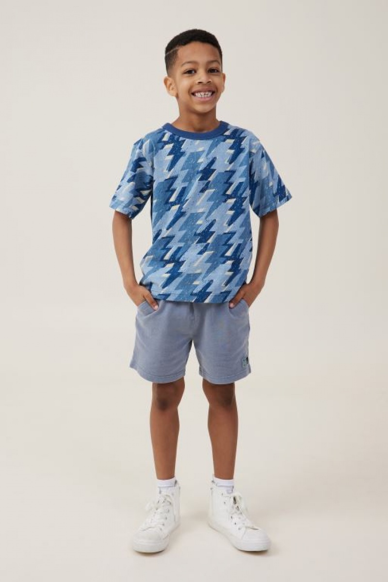 Camiseta Cotton On Jonny Corta Sleeve Print Niño Azules | VAQwuhsP7Gy