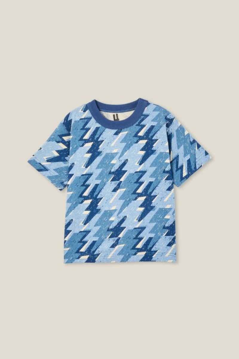 Camiseta Cotton On Jonny Corta Sleeve Print Niño Azules | VAQwuhsP7Gy