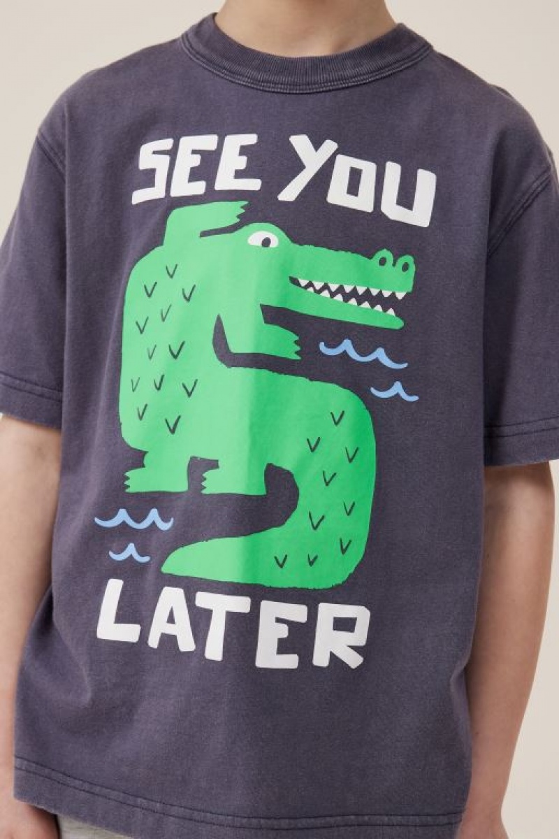 Camiseta Cotton On Jonny Corta Sleeve Print Niño Gris | KYOc3B1lRbi