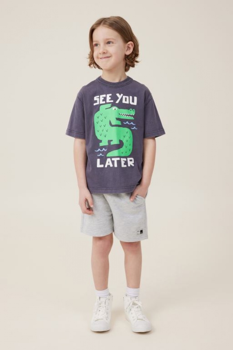 Camiseta Cotton On Jonny Corta Sleeve Print Niño Gris | KYOc3B1lRbi